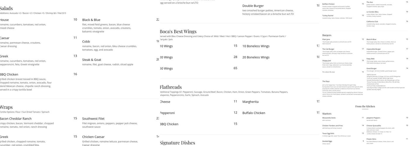 O'Brian's Irish Pub Menu