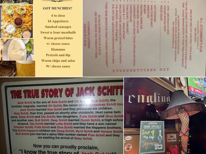 H.J. O'Connor's Pub Menu