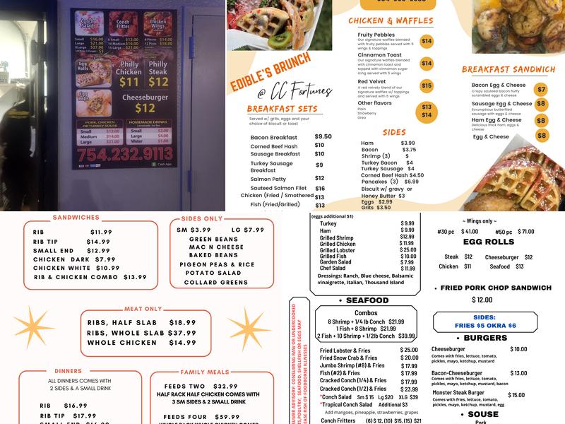 CC Fortunes Sports Bar & Grill Menu