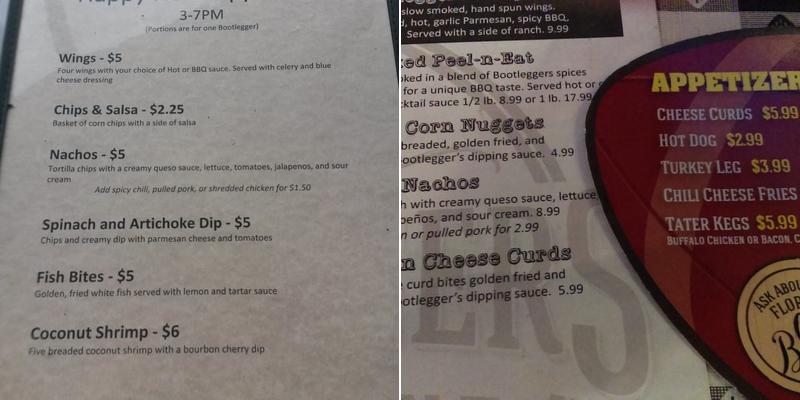 Bootlegger's Alley Menu