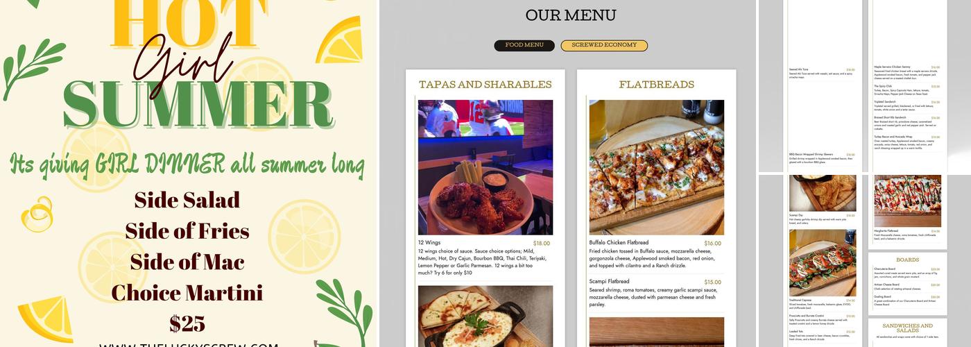 The Lucky Screw Menu