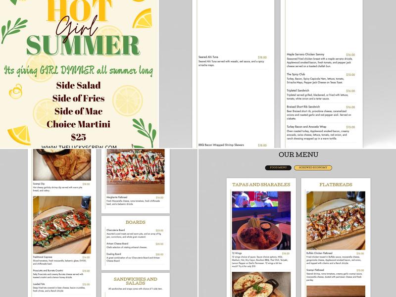 The Lucky Screw Menu