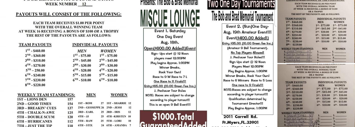 Miscue Lounge Menu