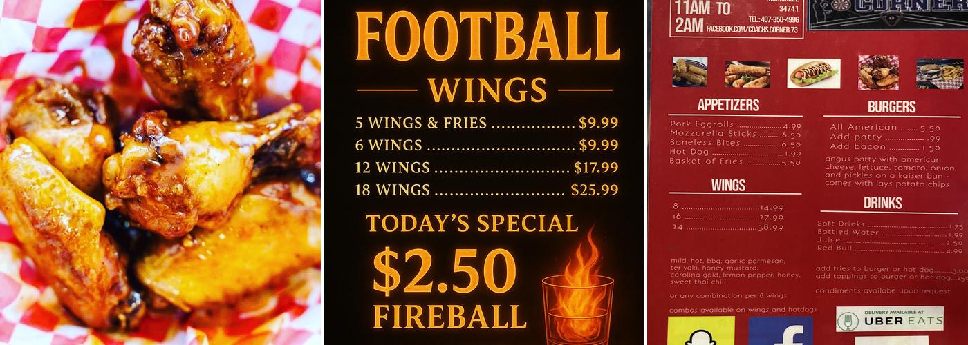 Coach's Corner Menu