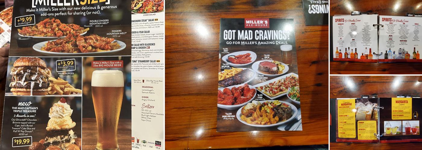 Miller's Ale House Menu