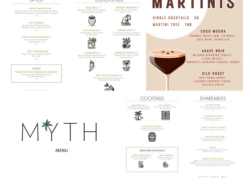 MYTH Bar Menu