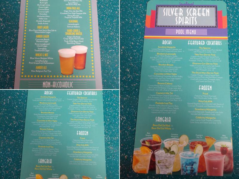 Silver Screen Spirits Pool Bar Menu