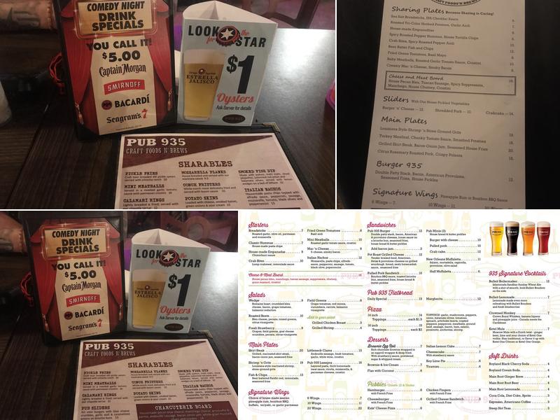 Pub 935 Menu