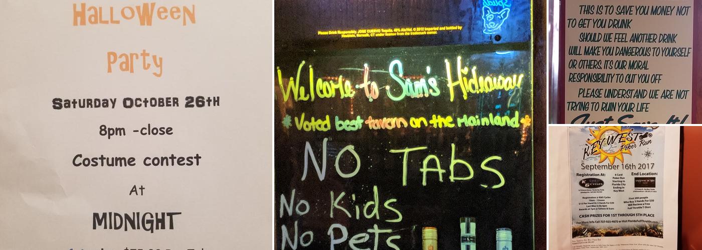 Sam's Hideaway Menu