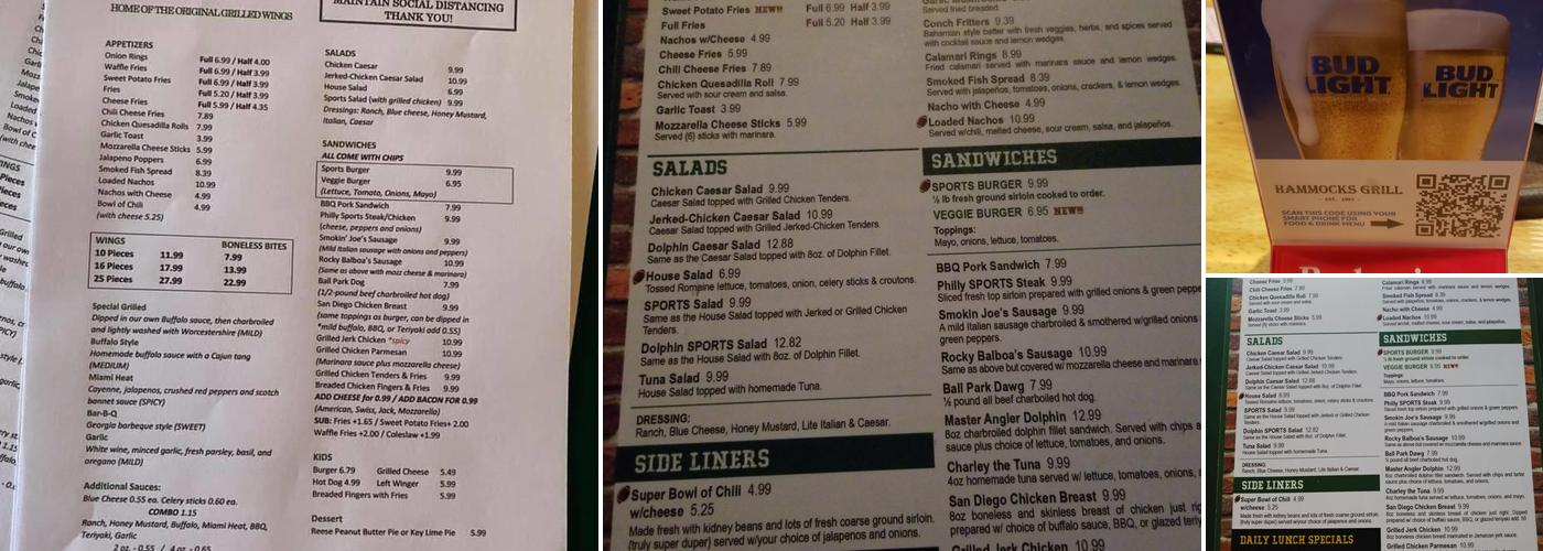 Hammocks Grill Menu