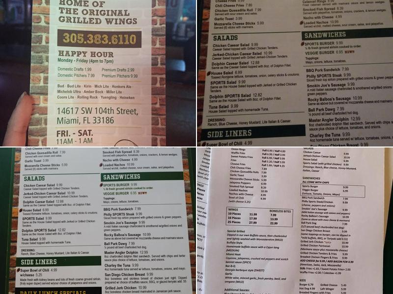 Hammocks Grill Menu