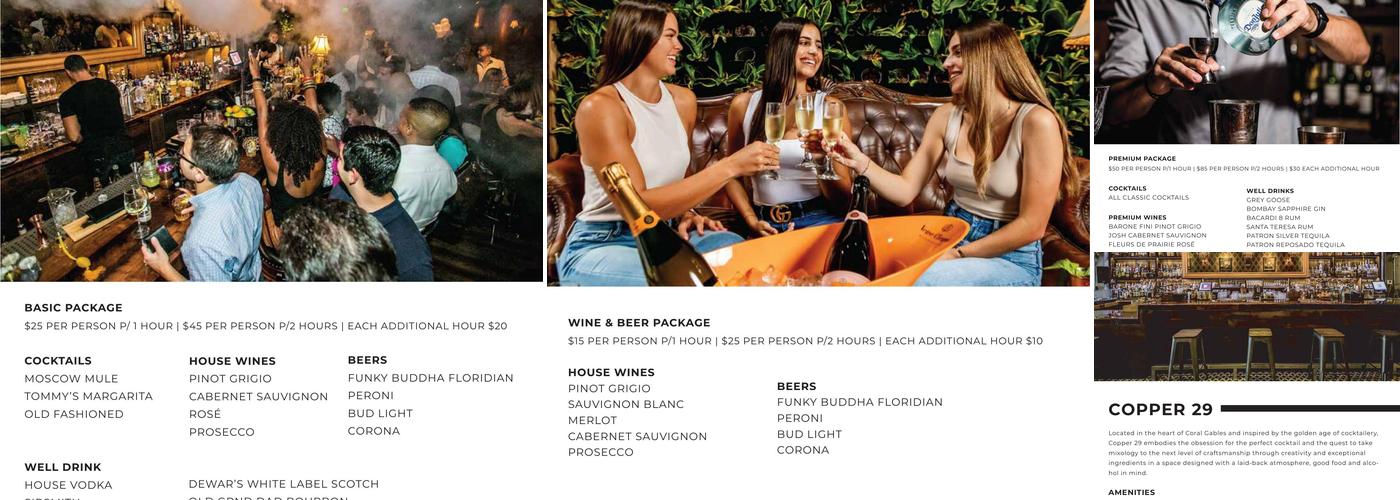 Copper 29 Bar Menu
