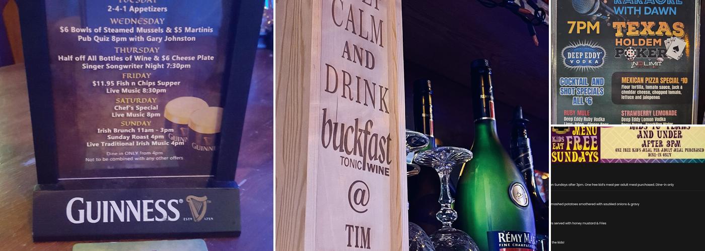 Tim Finnegans Irish Pub Menu