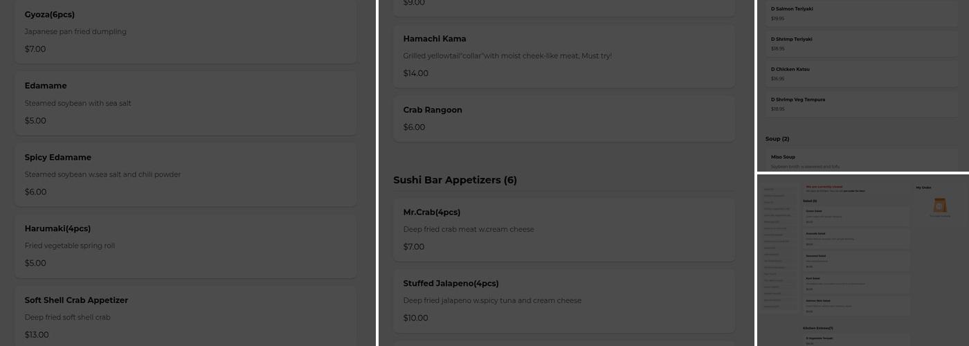 Sapporo japanese sushi restaurant Menu