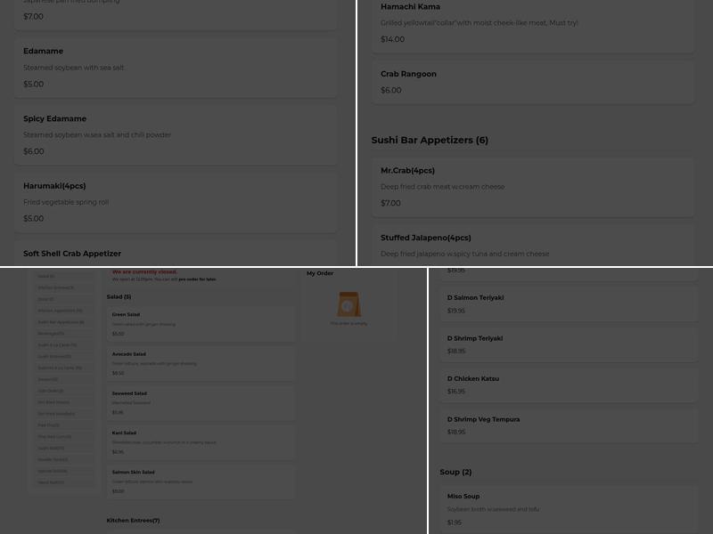 Sapporo japanese sushi restaurant Menu