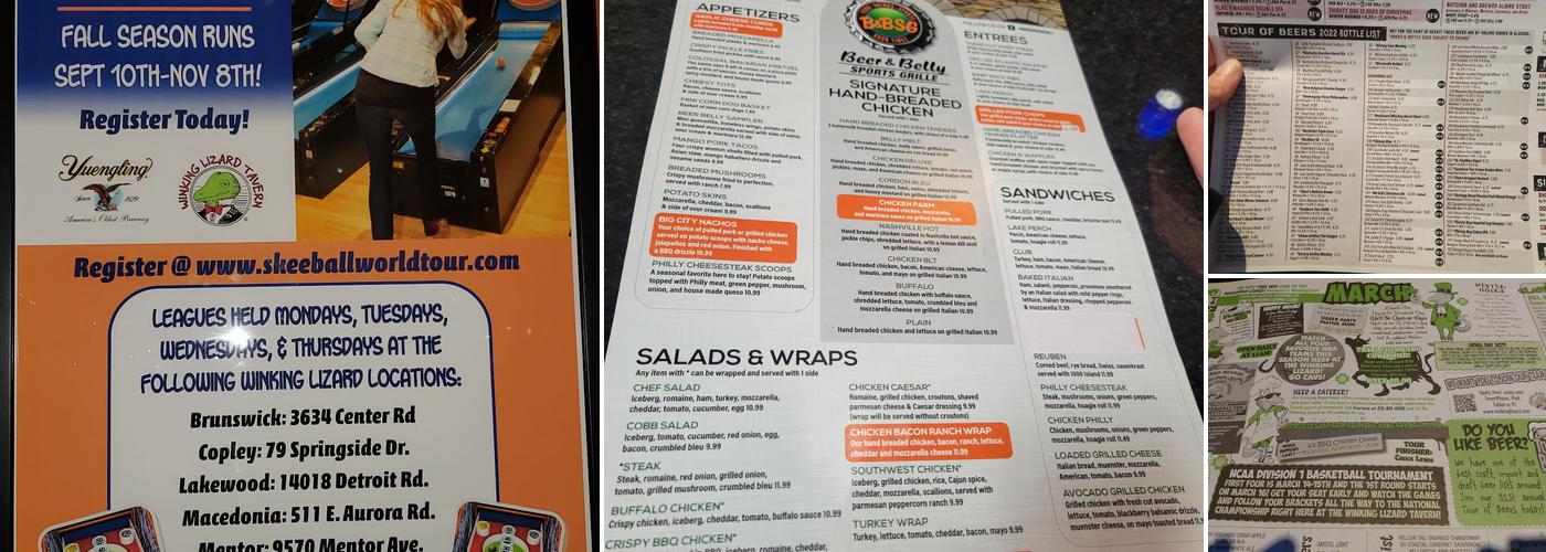 Winking Lizard Macedonia Menu