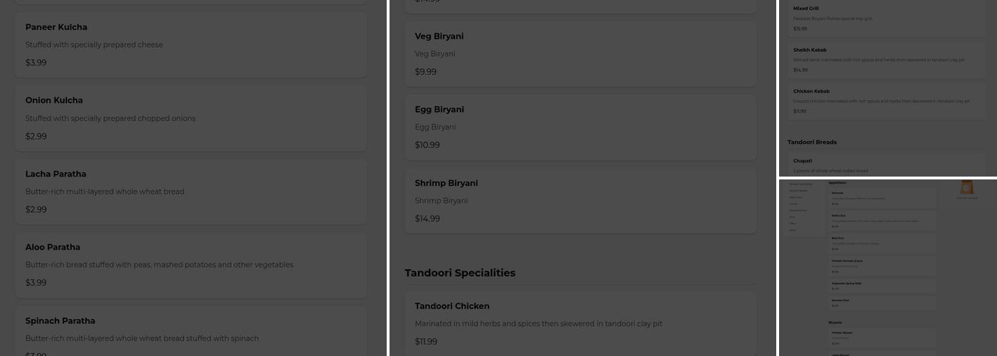 New Paradise Indian restaurant Menu