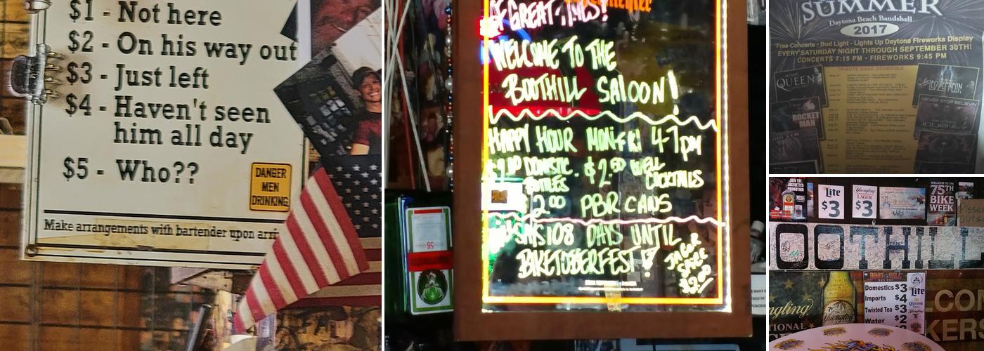 Boot Hill Saloon Menu