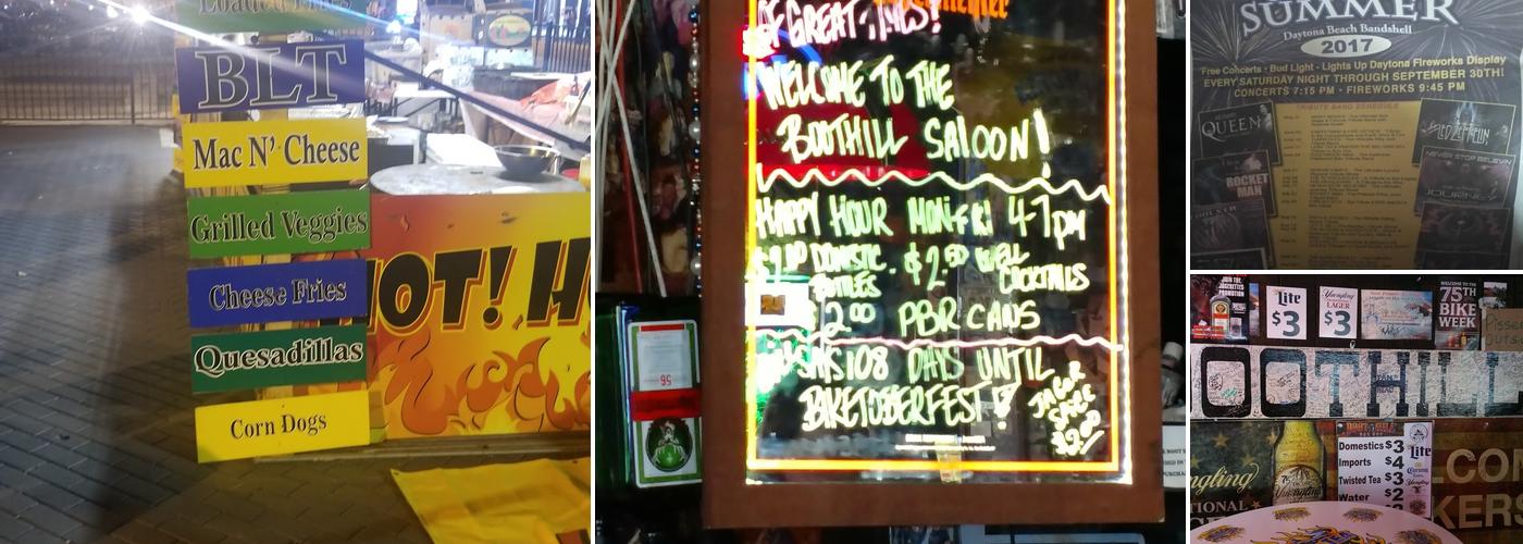 Boot Hill Saloon Menu