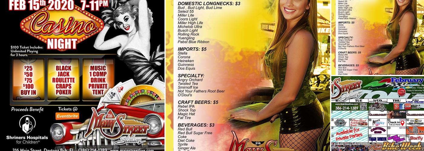 Main Street Station Authentic Garage Bar & Music Venue Menu