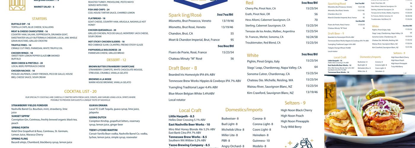 The Bridge Bar Menu