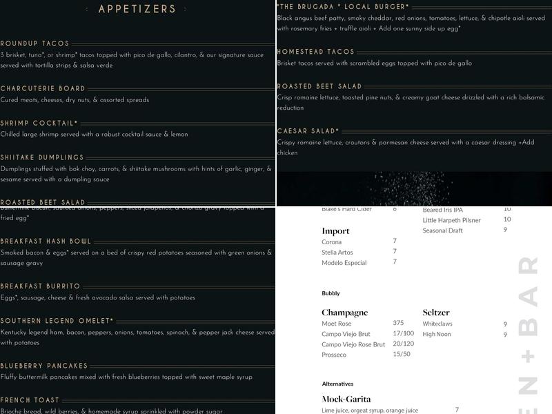Brugada Kitchen and Bar Menu