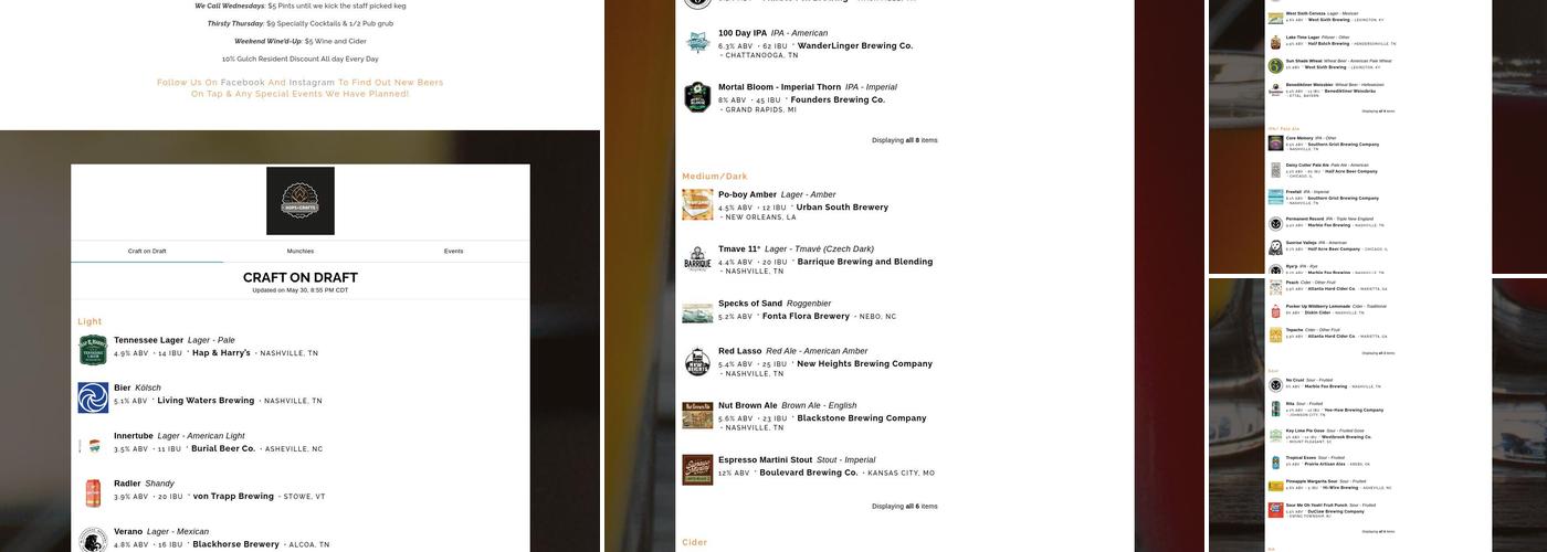 Hops & Crafts Menu