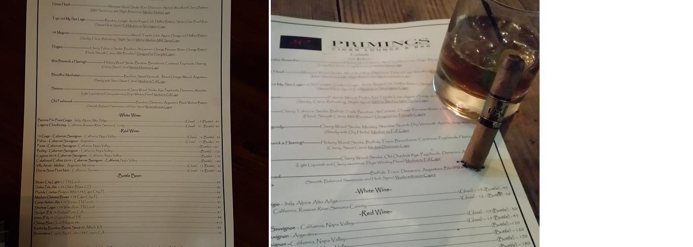 Bar: Cigar Especial Menu