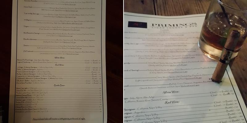 Bar: Cigar Especial Menu