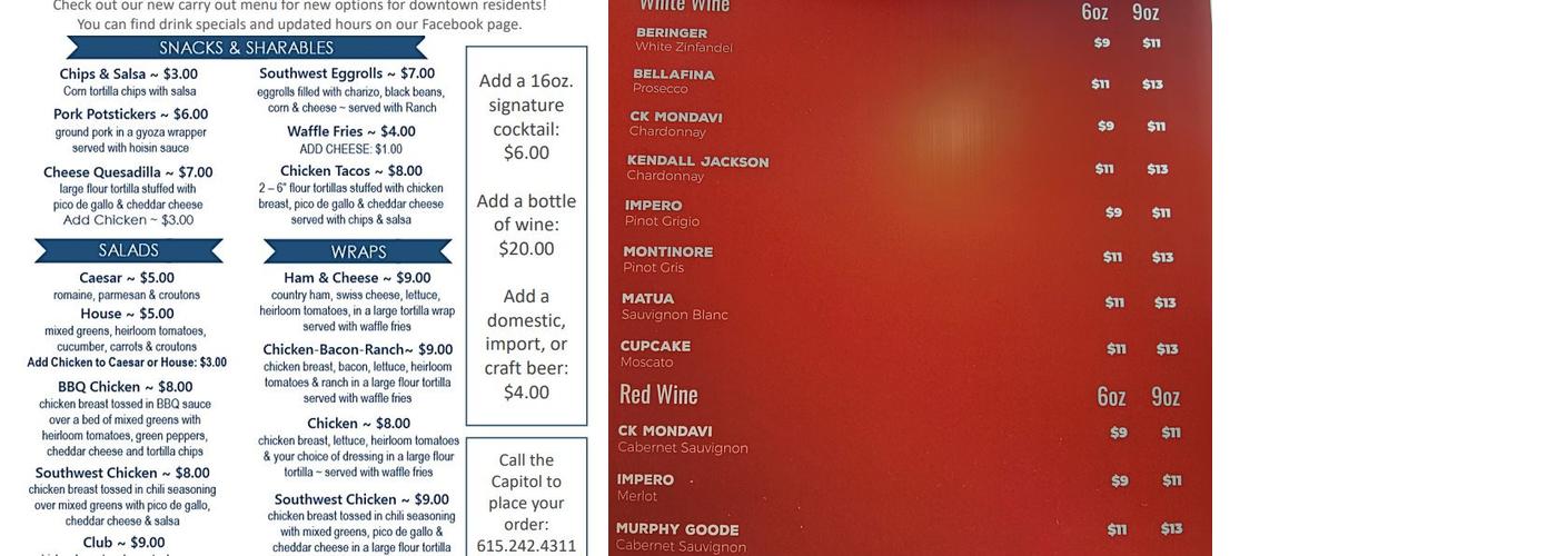 Craft Bar & Bistro Menu