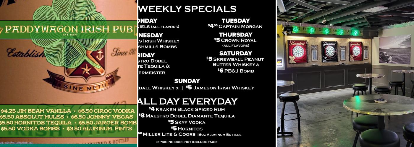 Paddy Wagon Irish Pub Menu