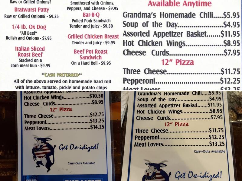 Blue Ox Menu
