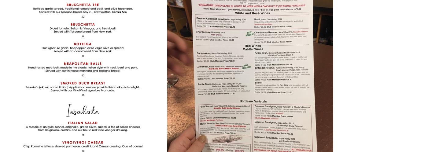 Stone's Throw Winery Menu