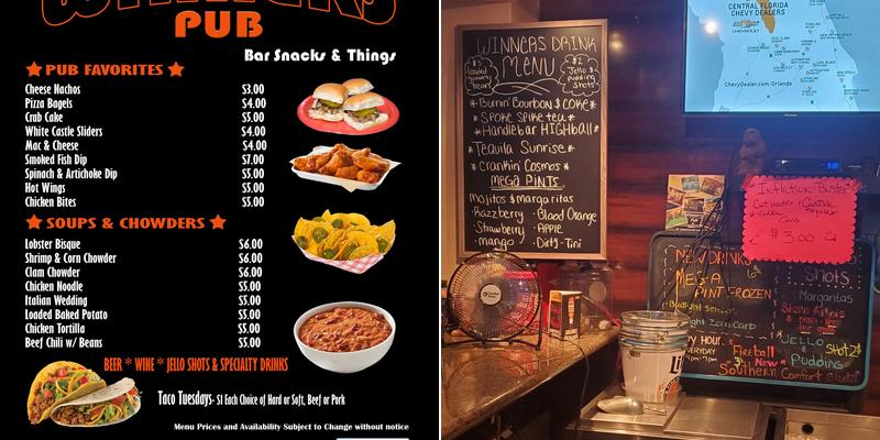 Winners Pub Menu