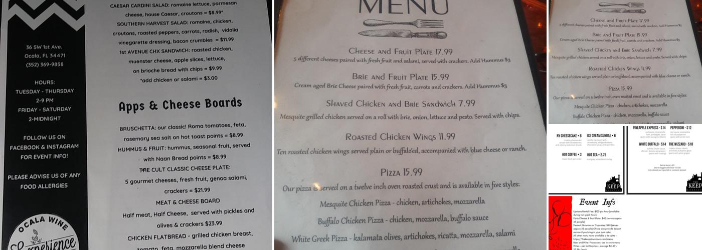 The Keep Downtown Menu