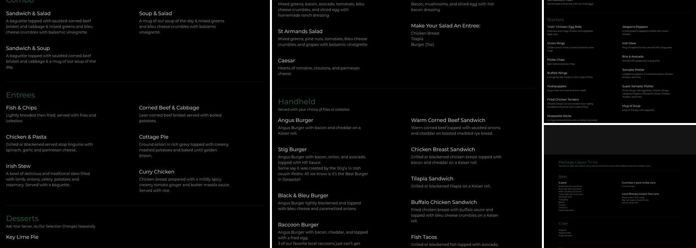 Lynches Pub & Grub Menu