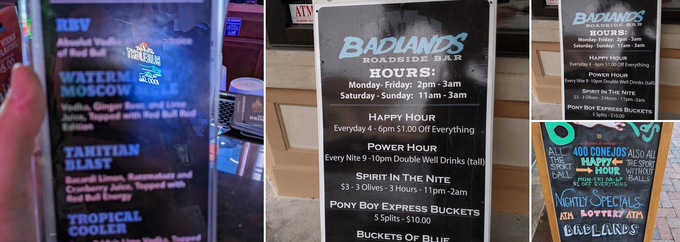Badlands Menu