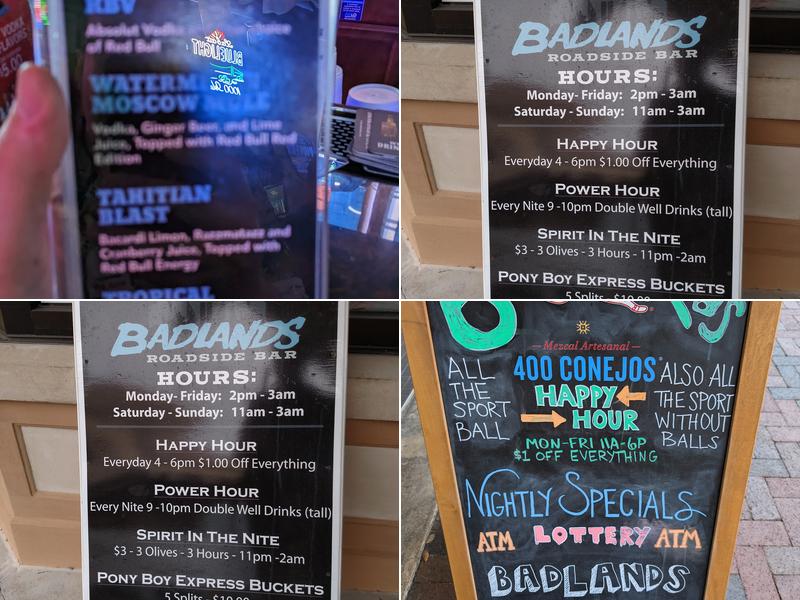 Badlands Menu