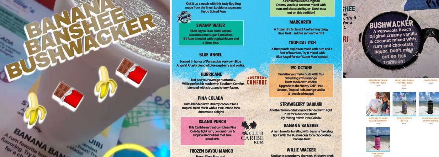 Bamboo Willie's Beachside Bar on Pensacola Beach Menu