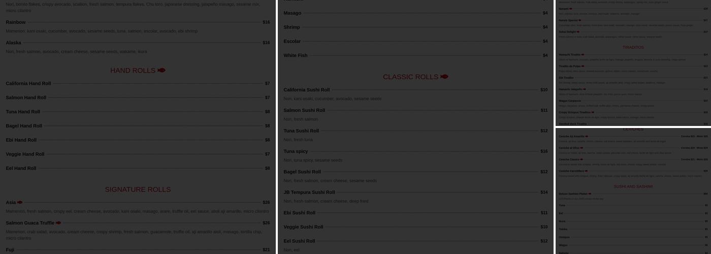 Sokai Sushi Bar Doral Menu