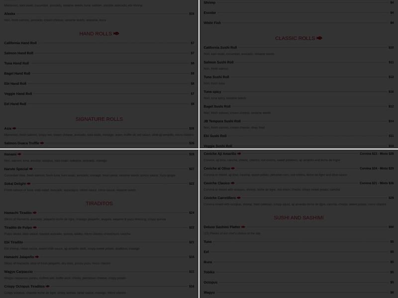 Sokai Sushi Bar Doral Menu