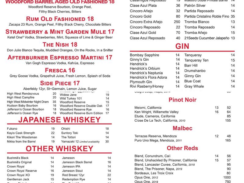 BURN by Rocky Patel Naples Menu