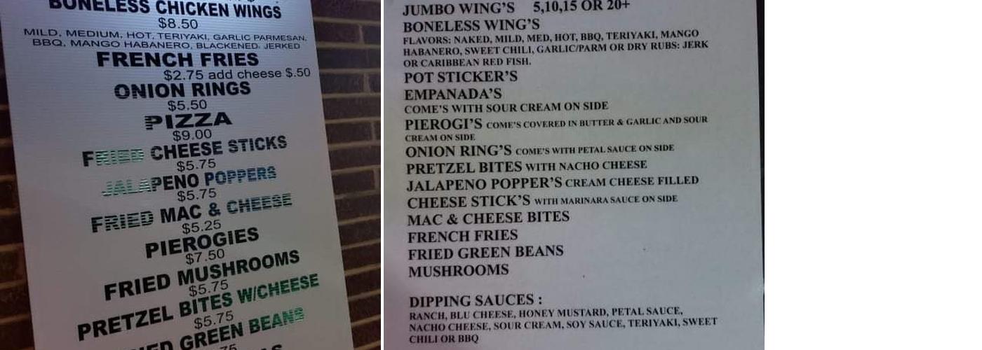 Pinto's Lounge Menu