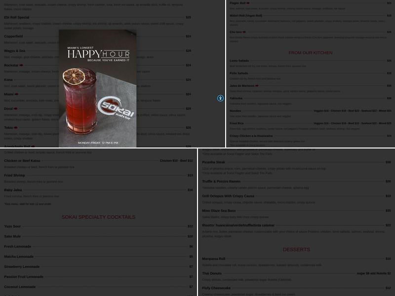 Sokai Sushi Bar Menu