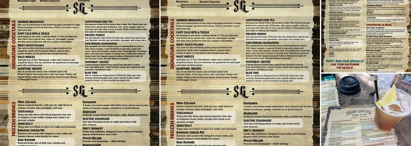 Square Grouper Tiki Bar Ft Pierce Inlet Menu