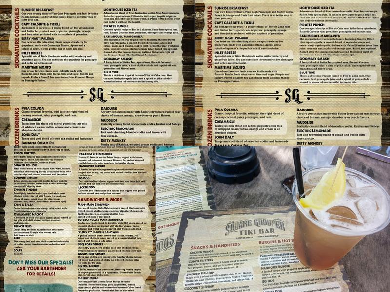 Square Grouper Tiki Bar Ft Pierce Inlet Menu