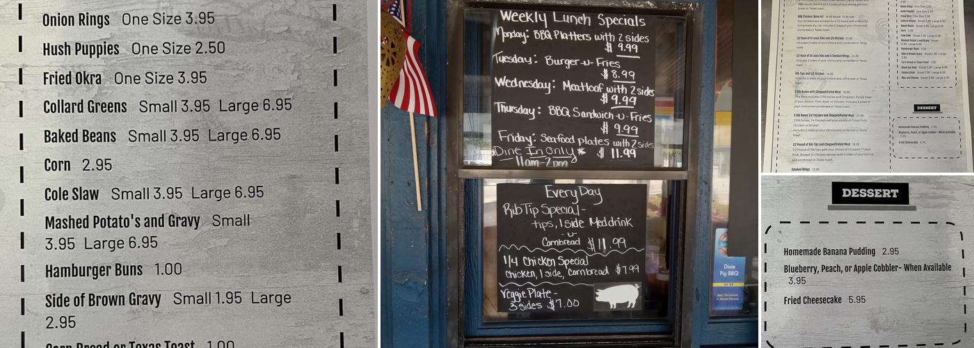 Dixie Pig Bar-B-Q Menu