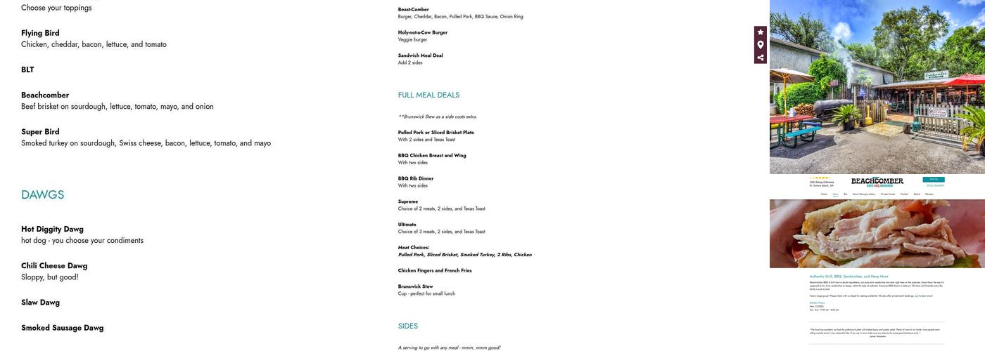 Beachcomber BBQ & Grill Menu