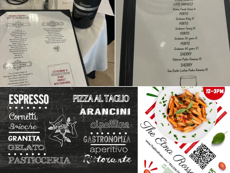 The Etna Rosso Ristorante Menu