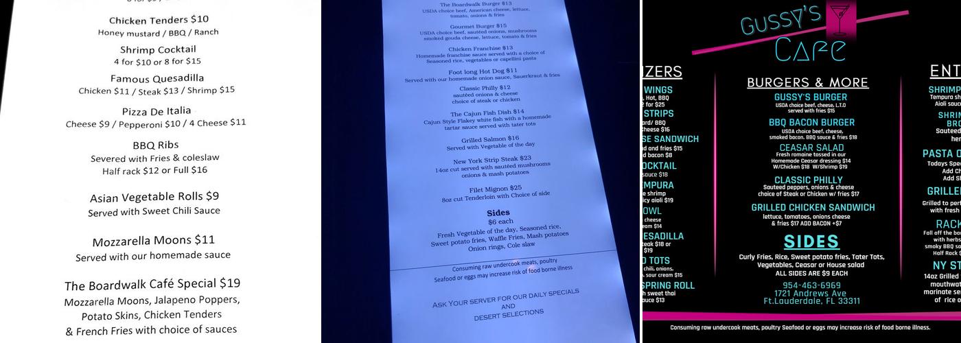 Boardwalk Menu